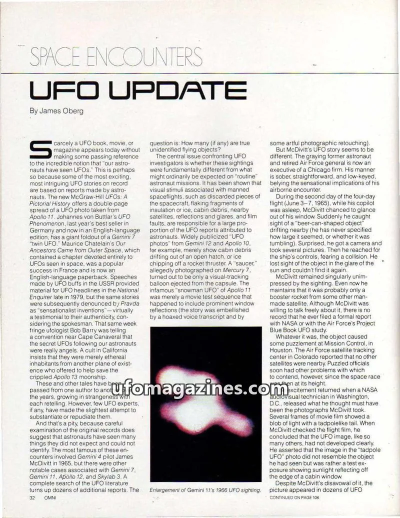 Cover of OMNI issue UPDATE: SPACE ENCOUNTERS