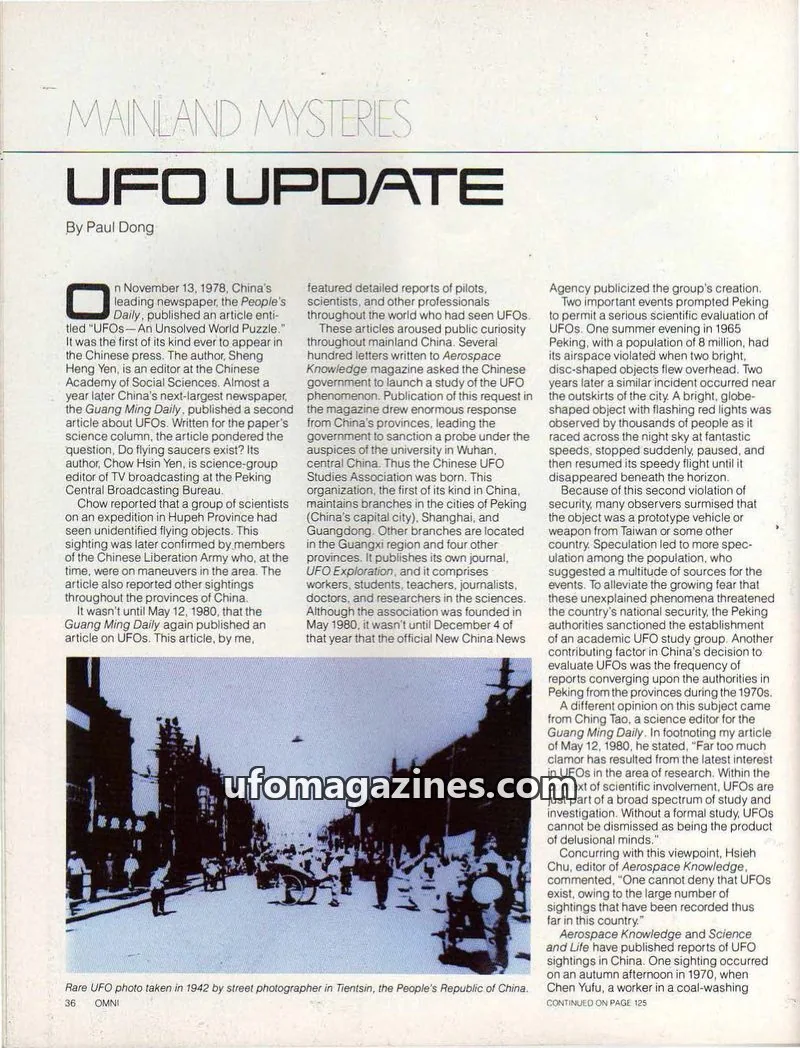 Cover of OMNI issue 36: MAINLAND MYSTERIES UFO UPDATE