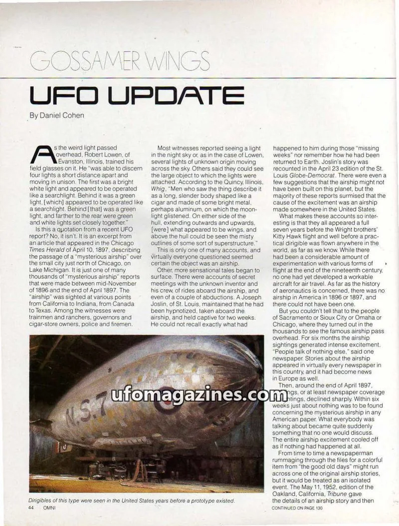 Cover of OMNI issue OMNI: GOSSAMER WINGS UFO UPDATE