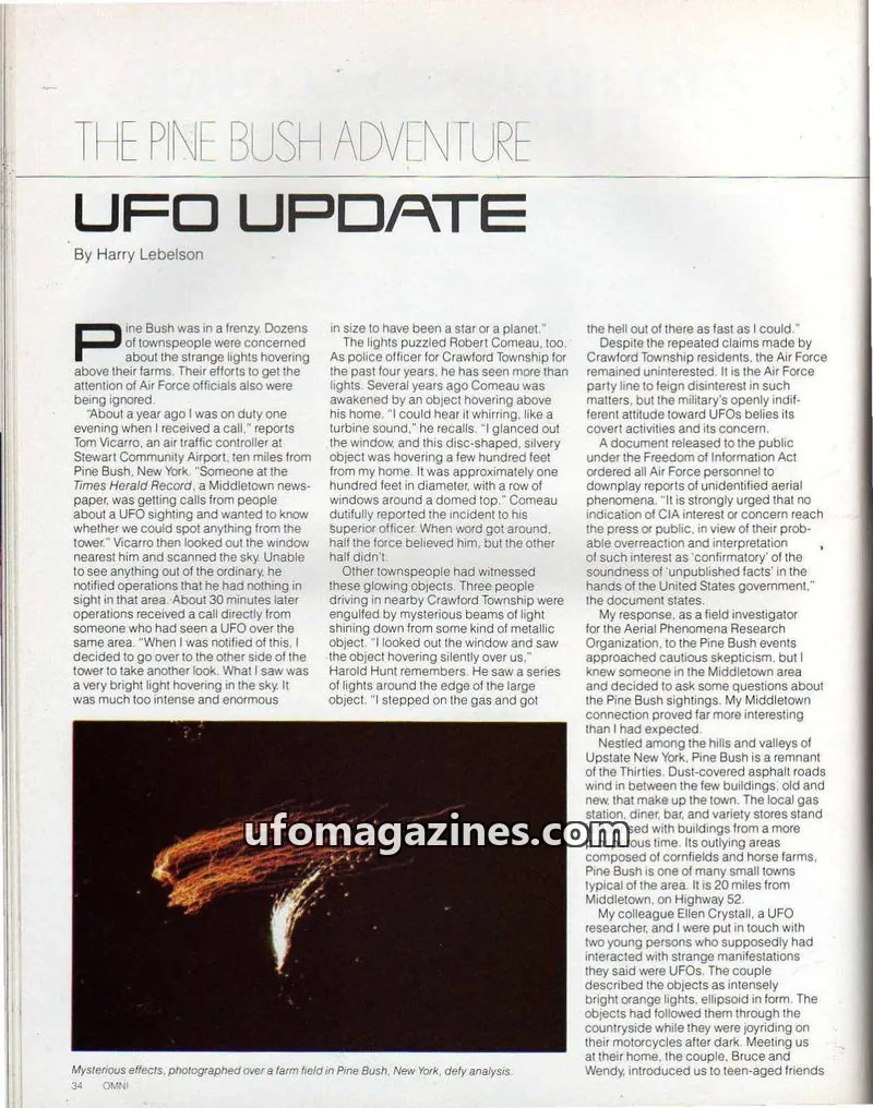 Cover of OMNI issue OMNI: THE PINE BUSH ADVENTURE UFO UPDATE