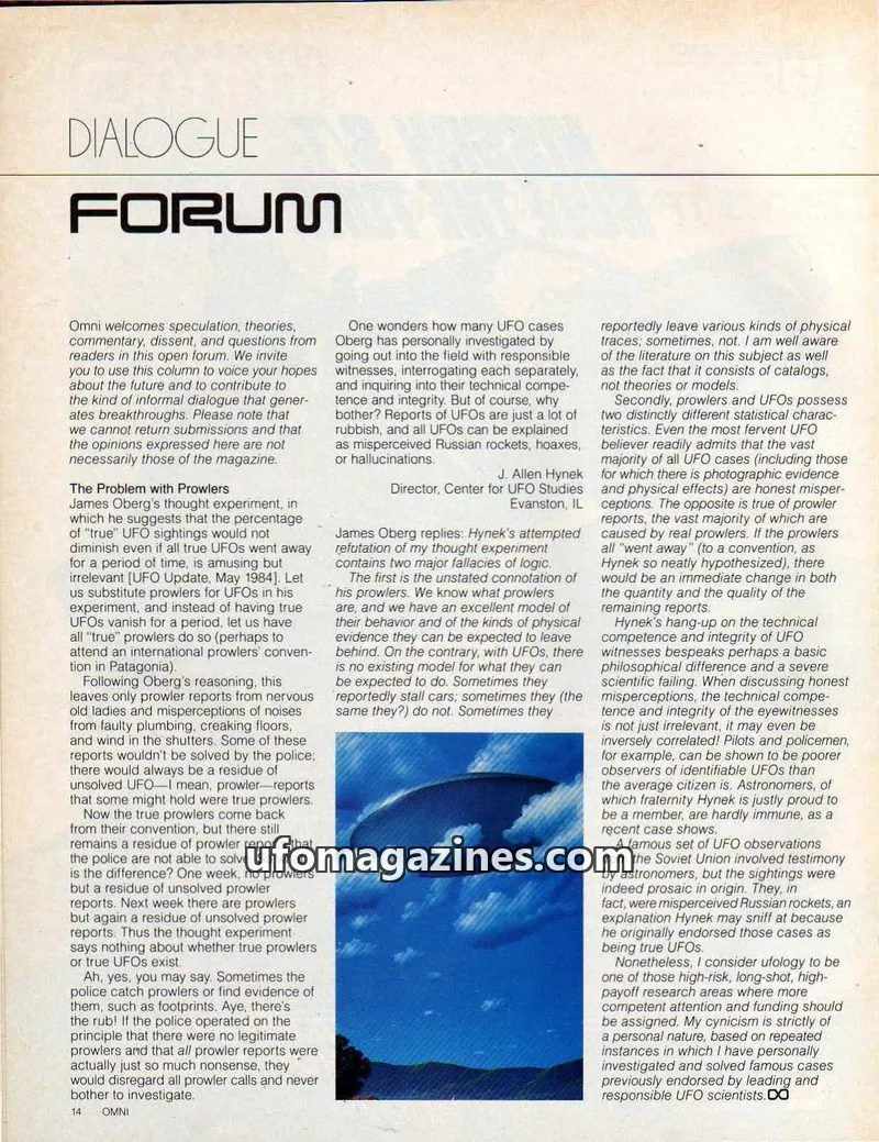 Cover of OMNI issue DIALOGUE FORUM: OMNI