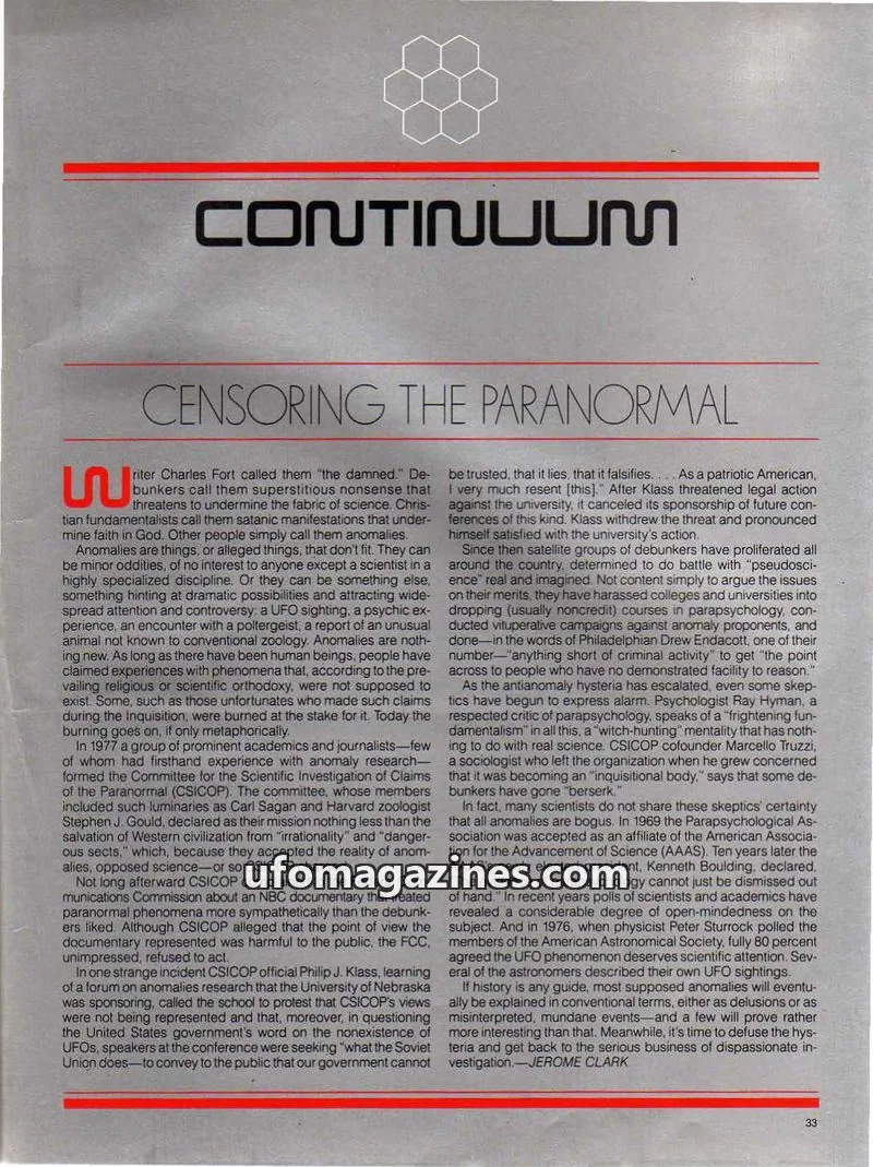 Cover of OMNI issue 33: CONTINUUM