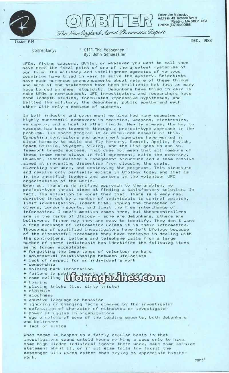 Cover of Orbiter (Jim Melesciuc) issue #14: ORBITER