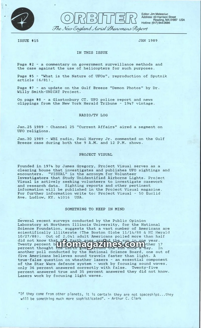 Cover of Orbiter (Jim Melesciuc) issue #15: ORBITER