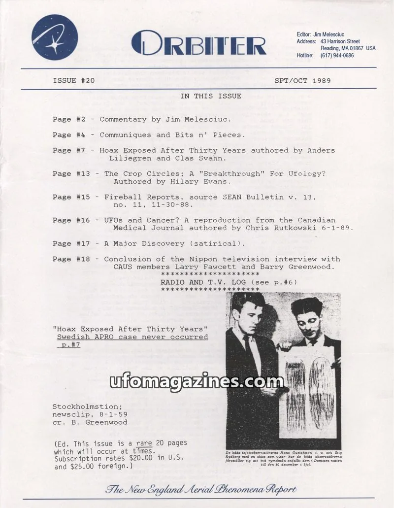 Cover of Orbiter (Jim Melesciuc) issue #20: ORBITER