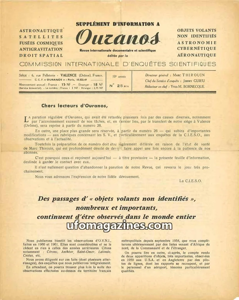 Cover of Ouranos issue 25 BIS: Ouranos