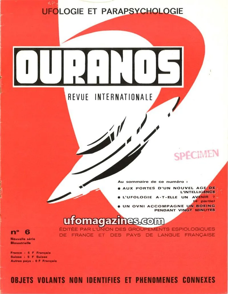 Cover of UNION DES GROUPEMENTS ESPIOLOGIQUES DE FRANCE ET DES PAYS DE LANGUE FRANÇAISE issue 6: OURANOS