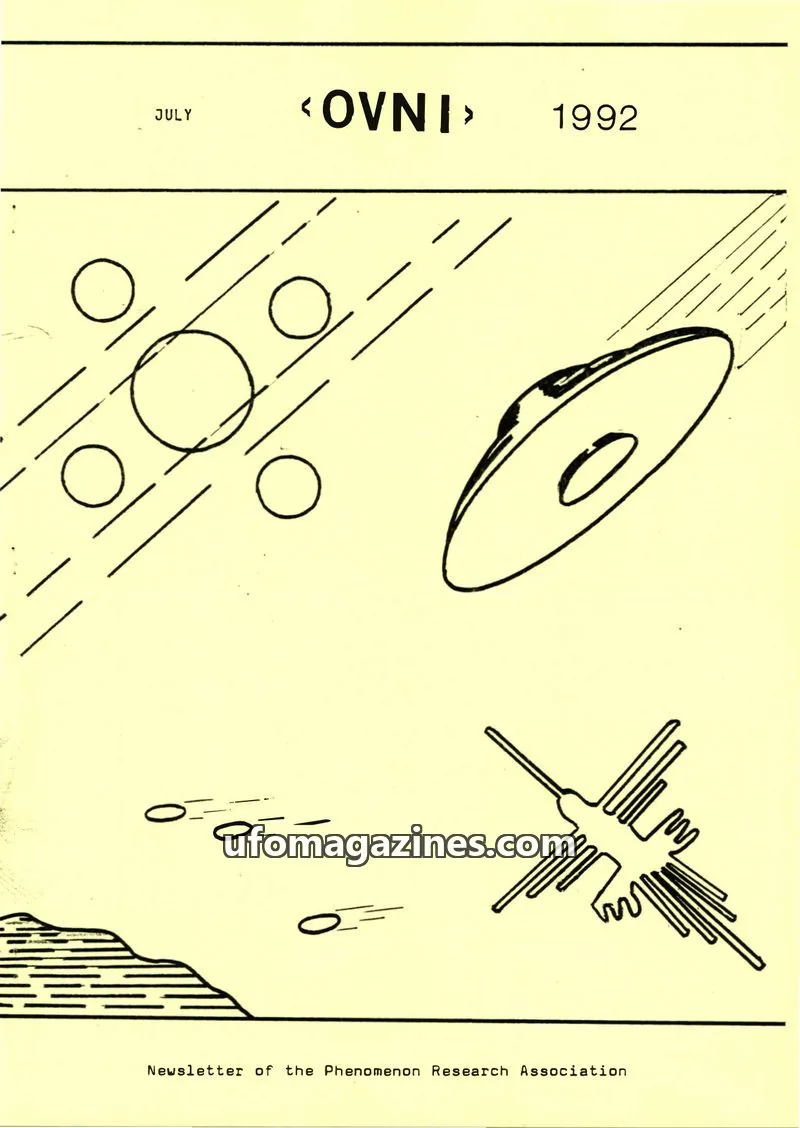 Cover of PHENOMENON RESEARCH ASSOCIATION issue JULY 1992: OVNI