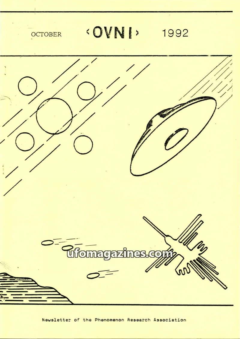 Cover of Phenomenon Research Association issue OCTOBER 1992: OVNI