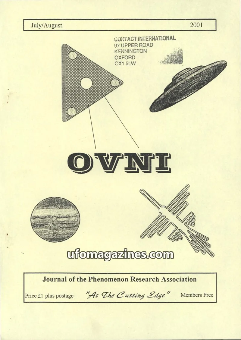 Cover of Journal of the Phenomenon Research Association issue July/August: OVNI