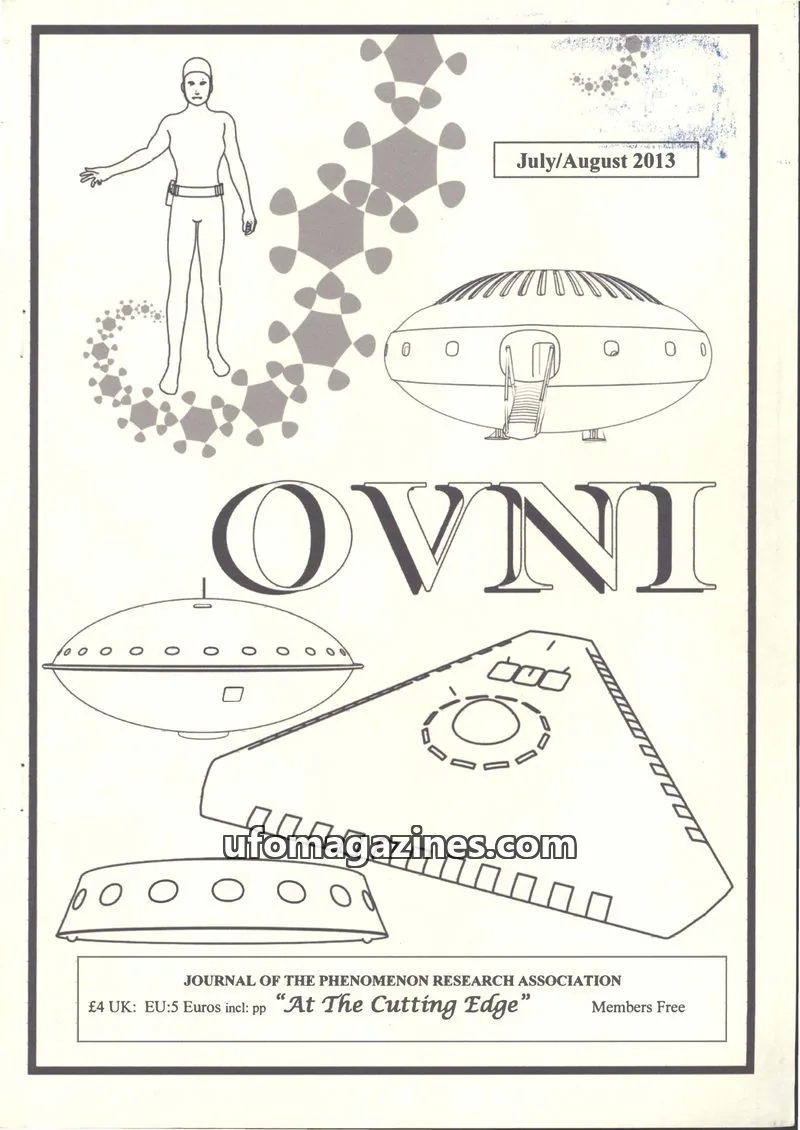 Cover of JOURNAL OF THE PHENOMENON RESEARCH ASSOCIATION issue July/August 2013: OVNI