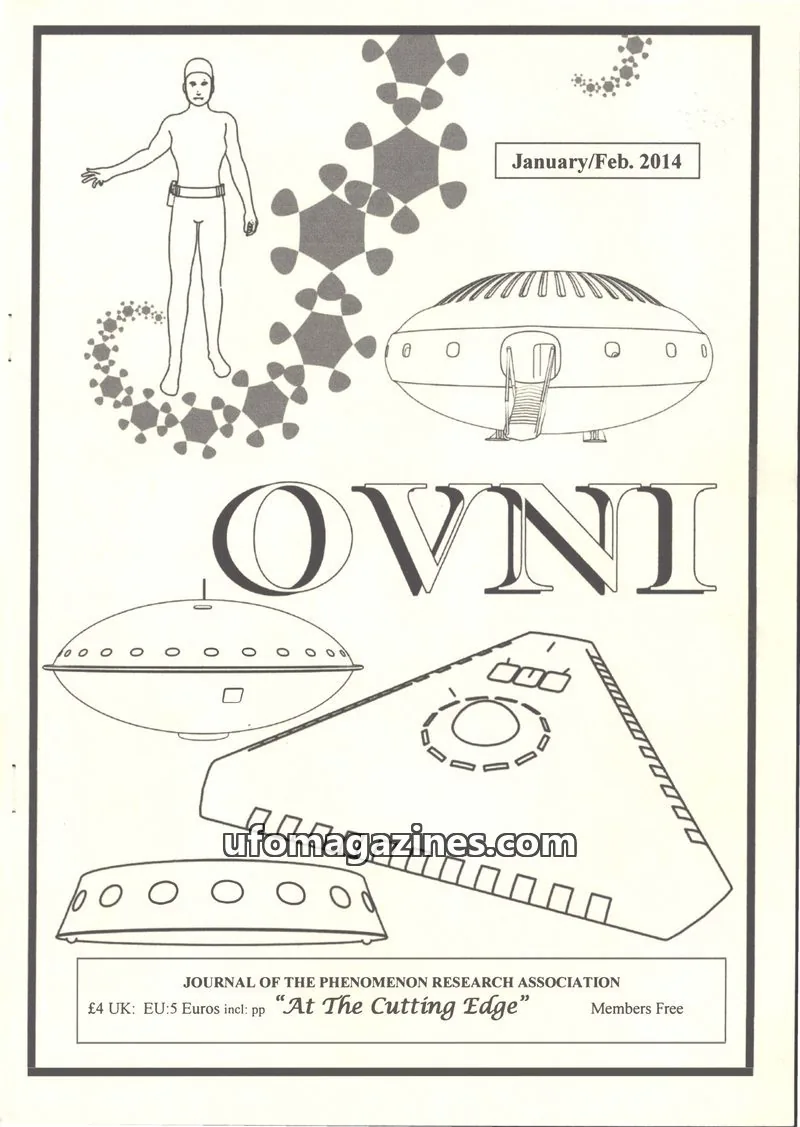 Cover of JOURNAL OF THE PHENOMENON RESEARCH ASSOCIATION issue January/February 2014: OVNI