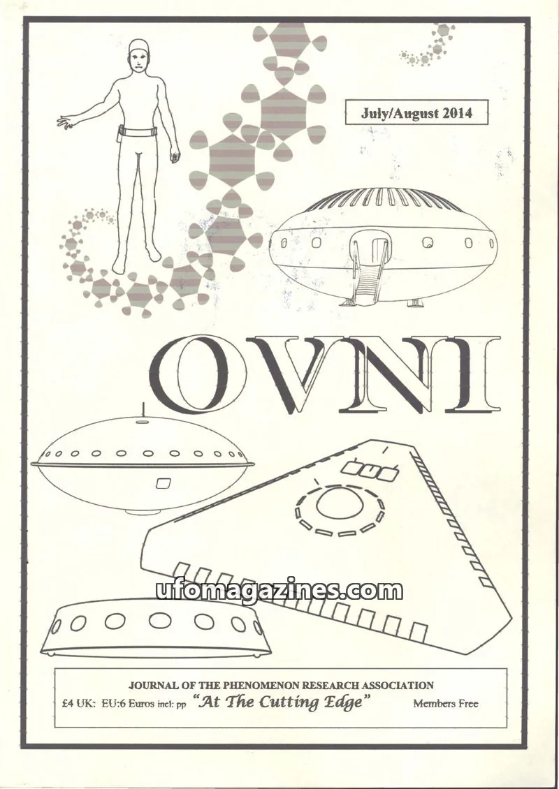 Cover of JOURNAL OF THE PHENOMENON RESEARCH ASSOCIATION issue July/August 2014: OVNI