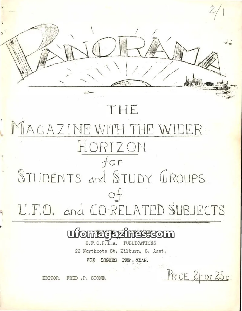 Cover of U.F.O.P.I.A. publications issue Vol. Two No. 1: PANORAMA