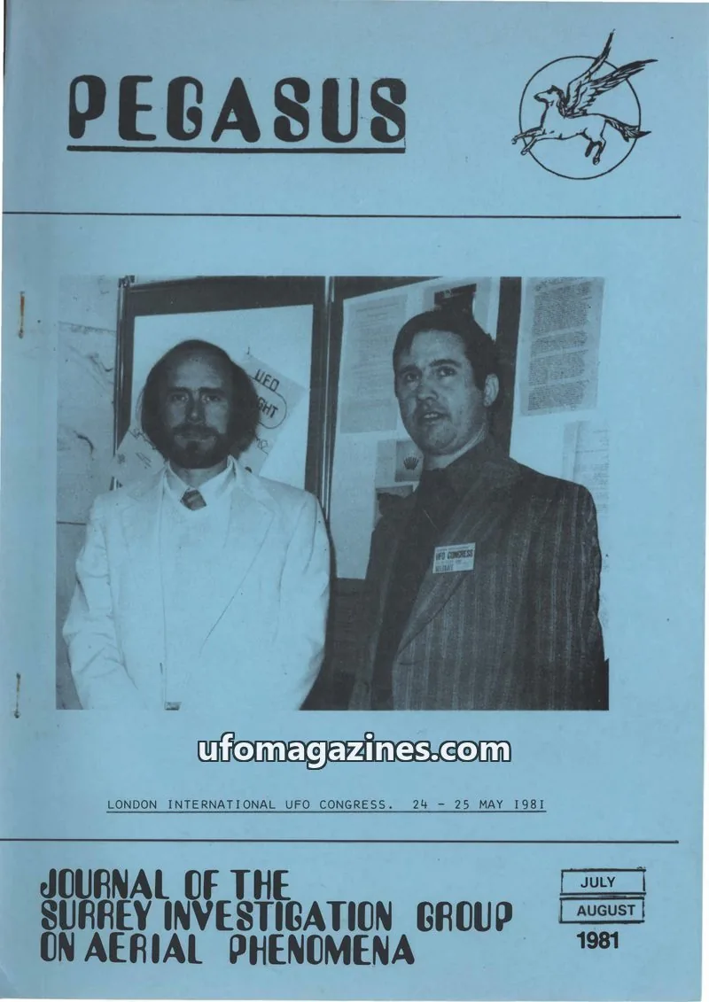 Cover of SURREY INVESTIGATION GROUP ON AERIAL PHENOMENA issue JULY AUGUST: PEGASUS