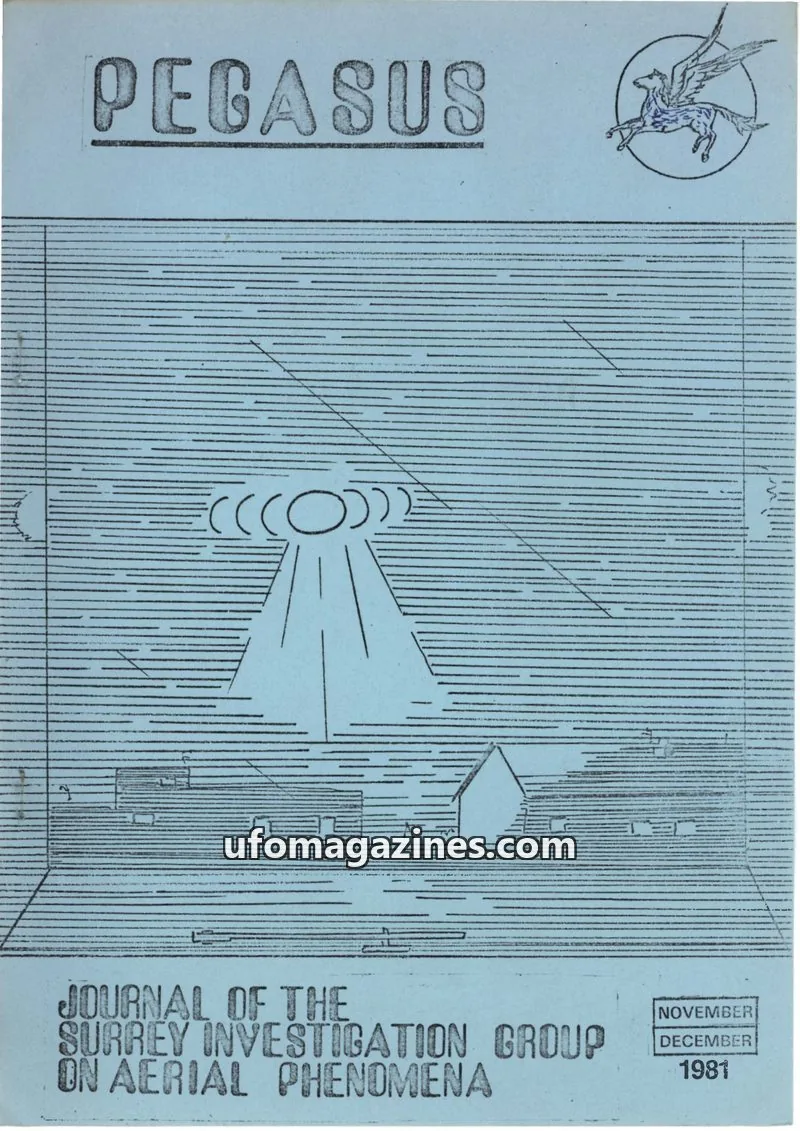 Cover of Surrey Investigation Group on Aerial Phenomena issue November-December: PEGASUS