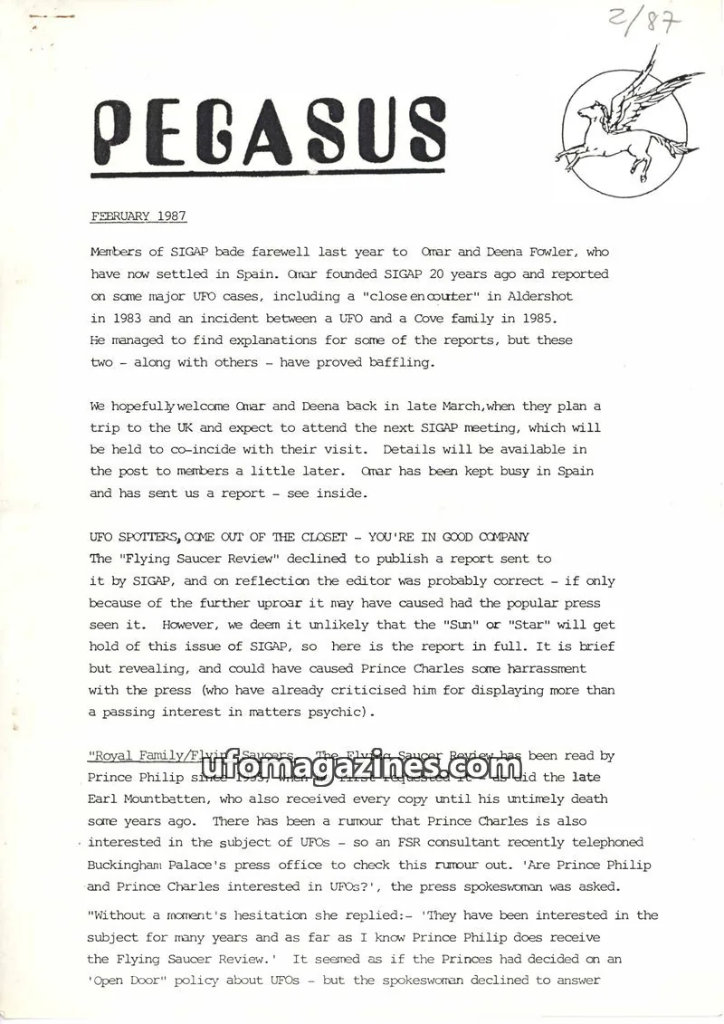Cover of SIGAP issue FEBRUARY 1987: PEGASUS