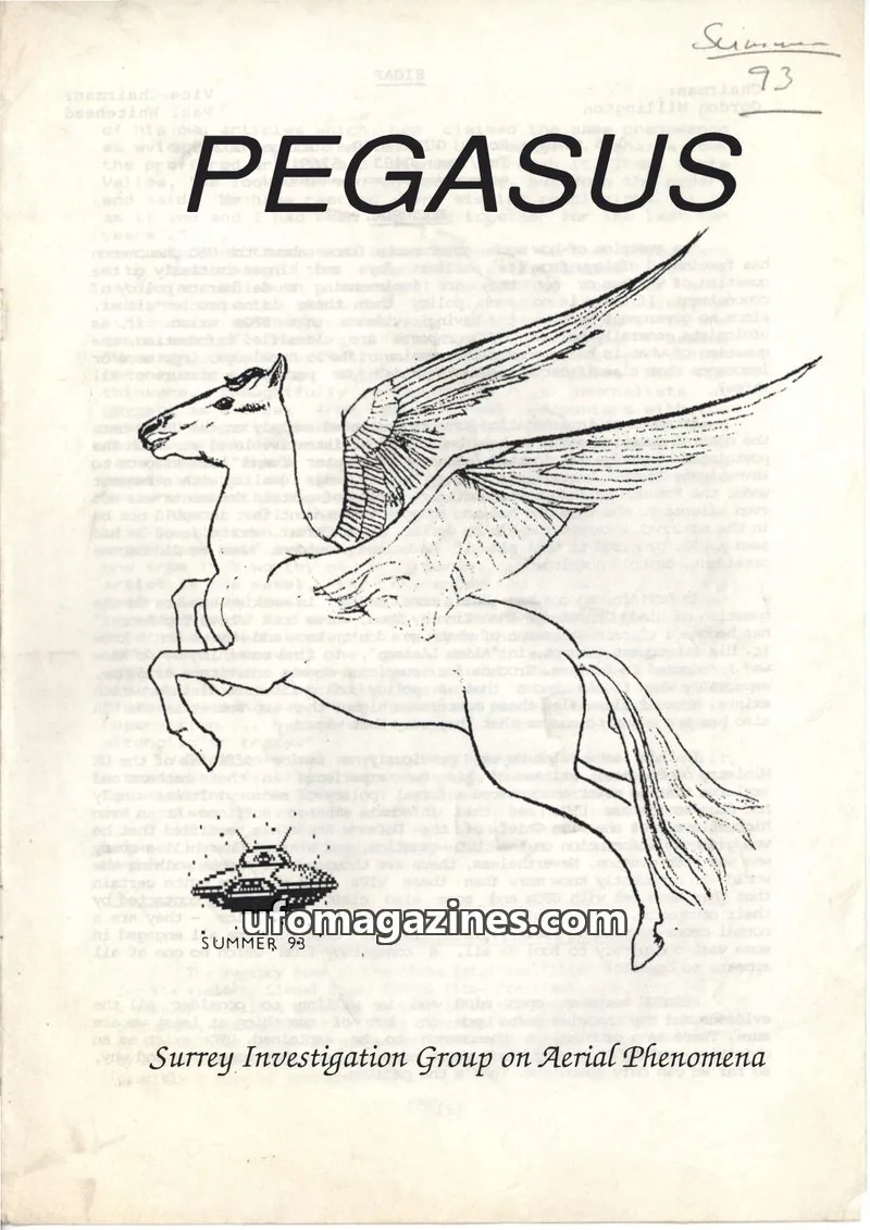 Cover of Surrey Investigation Group on Aerial Phenomena issue 93: PEGASUS