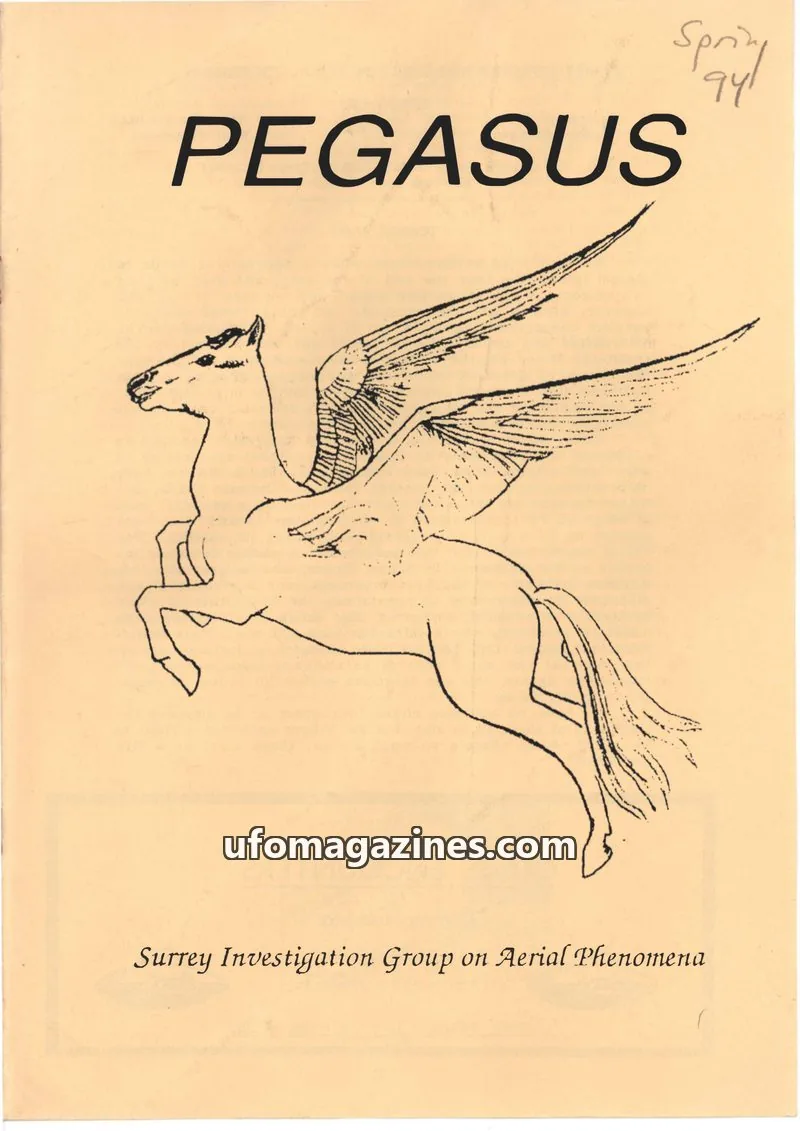 Cover of Surrey Investigation Group on Aerial Phenomena issue SPRING 1994: PEGASUS