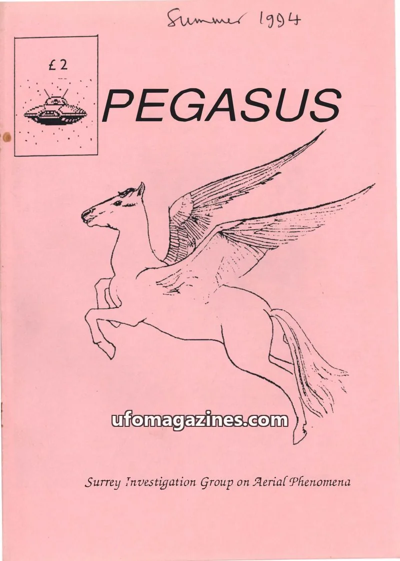 Cover of Surrey Investigation Group on Aerial Phenomena issue Summer 1994: PEGASUS