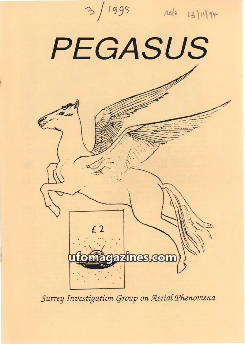 Cover of Surrey Investigation Group on Aerial Phenomena issue 3/1995: PEGASUS