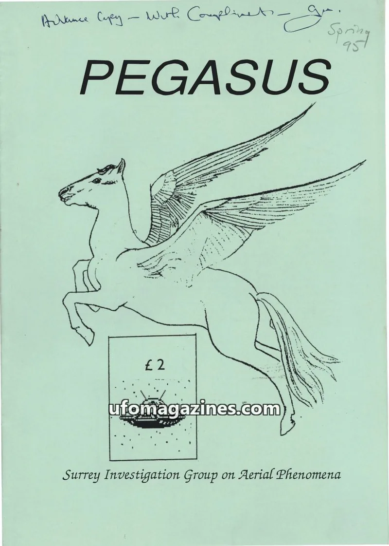 Cover of Surrey Investigation Group on Aerial Phenomena issue Spring 1995: PEGASUS