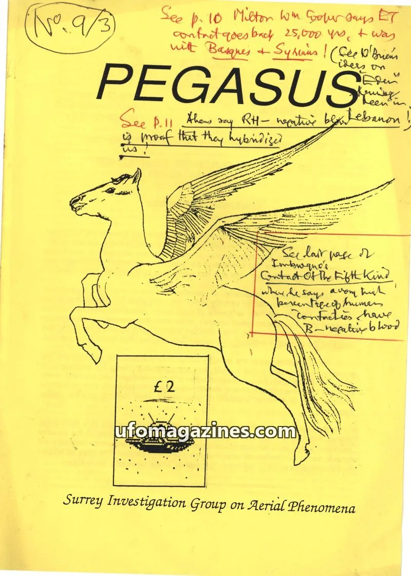 Cover of Surrey Investigation Group on Aerial Phenomena issue #3: PEGASUS