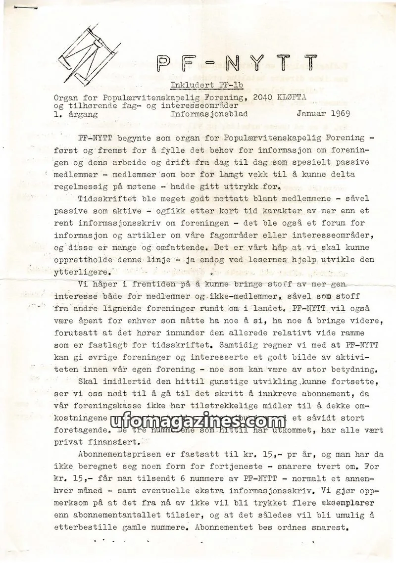 Cover of PF-Nytt issue 1: PF-NYTT