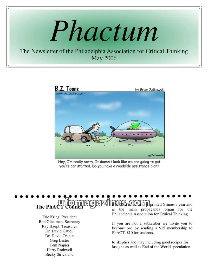 Cover of Philadelphia Association for Critical Thinking issue May 2006: Phactum