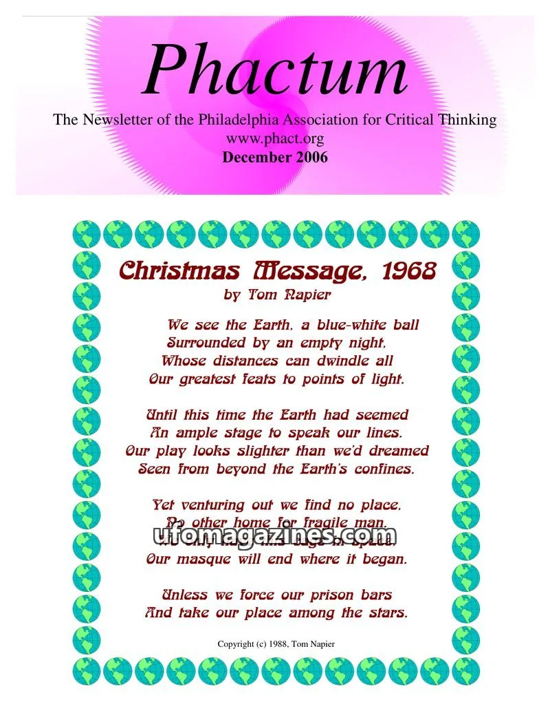 Cover of Philadelphia Association for Critical Thinking issue December 2006: Phactum