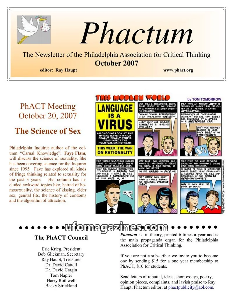 Cover of Philadelphia Association for Critical Thinking issue October 2007: Phactum