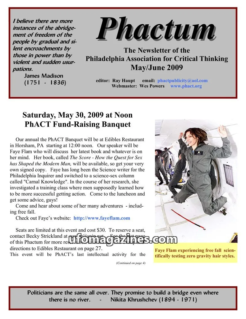 Cover of Philadelphia Association for Critical Thinking issue May/June 2009: Phactum