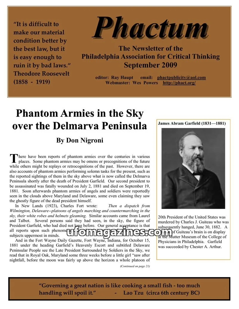 Cover of Philadelphia Association for Critical Thinking issue September 2009: Phactum