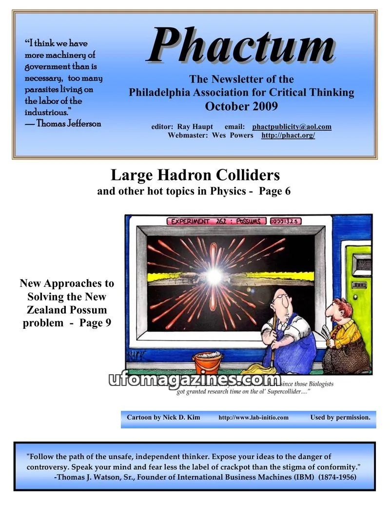 Cover of Philadelphia Association for Critical Thinking issue October 2009: Phactum