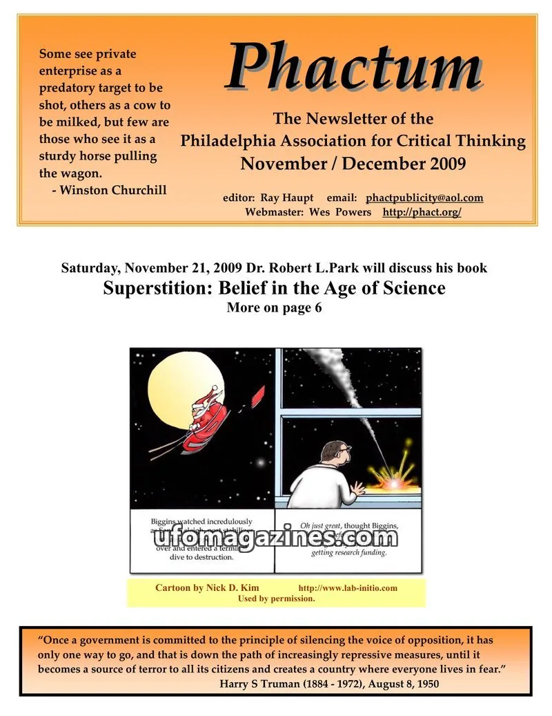 Cover of Philadelphia Association for Critical Thinking issue November / December 2009: Phactum