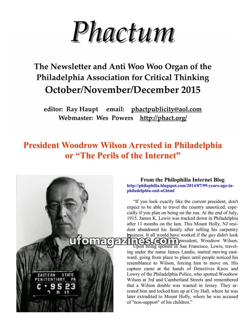 Cover of Philadelphia Association for Critical Thinking issue October/November/December 2015: Phactum