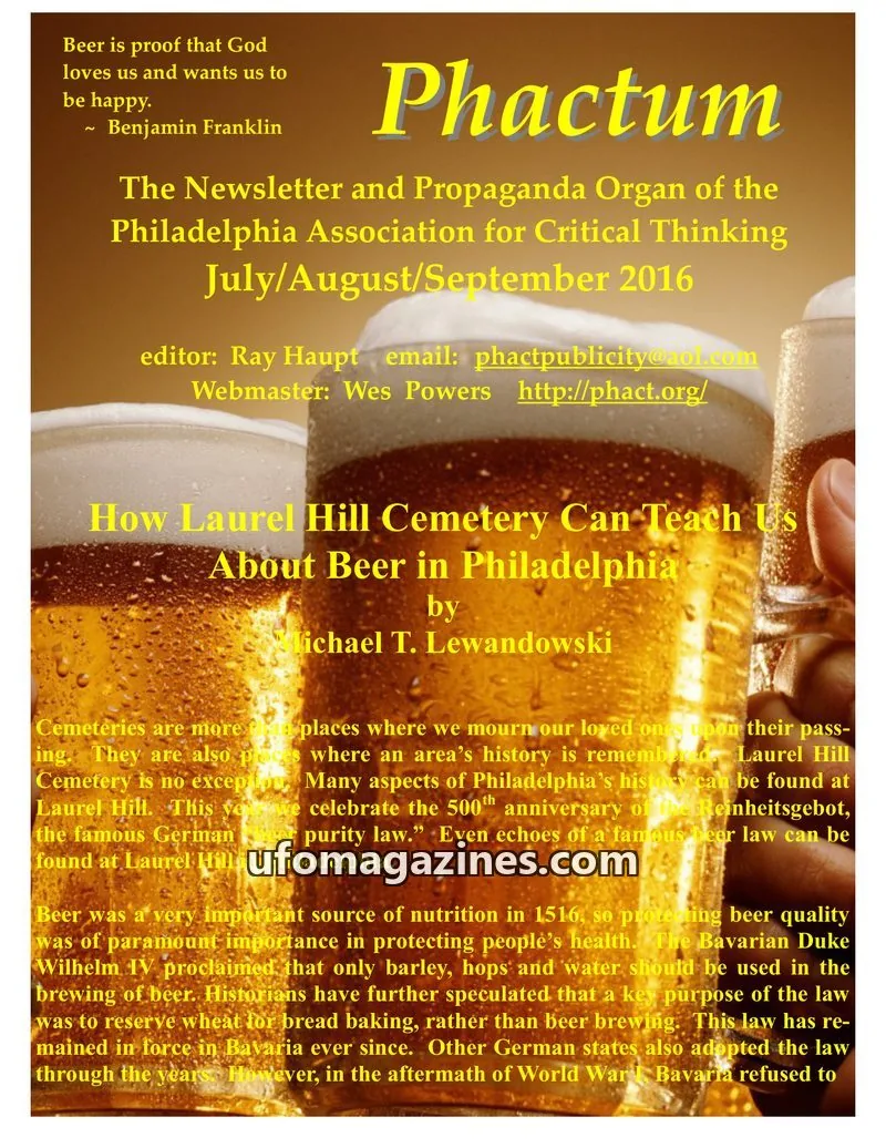 Cover of Philadelphia Association for Critical Thinking issue July/August/September 2016: Phactum