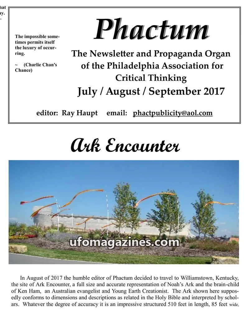 Cover of Philadelphia Association for Critical Thinking issue July / August / September 2017: Phactum