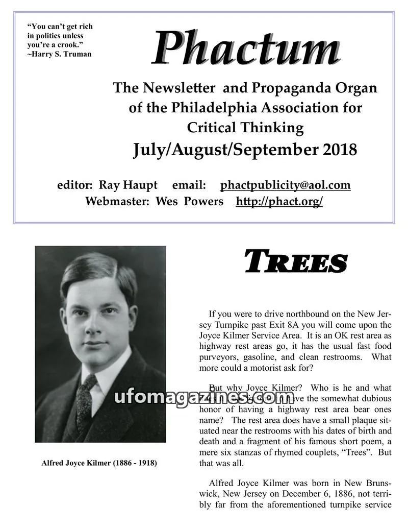 Cover of Philadelphia Association for Critical Thinking issue July/August/September 2018: Phactum