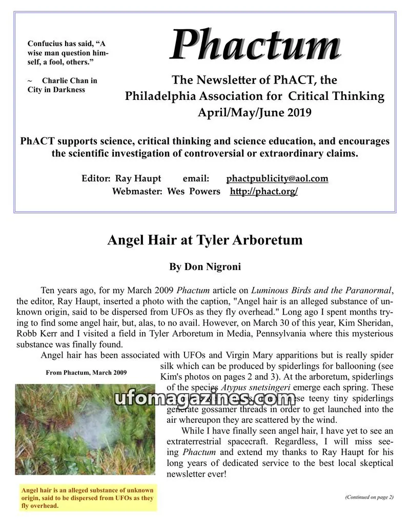Cover of Philadelphia Association for Critical Thinking (PhACT) issue April/May/June 2019: Phactum