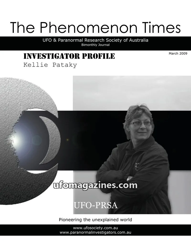 Cover of UFO & Paranormal Research Society of Australia issue March 2009: The Phenomenon Times