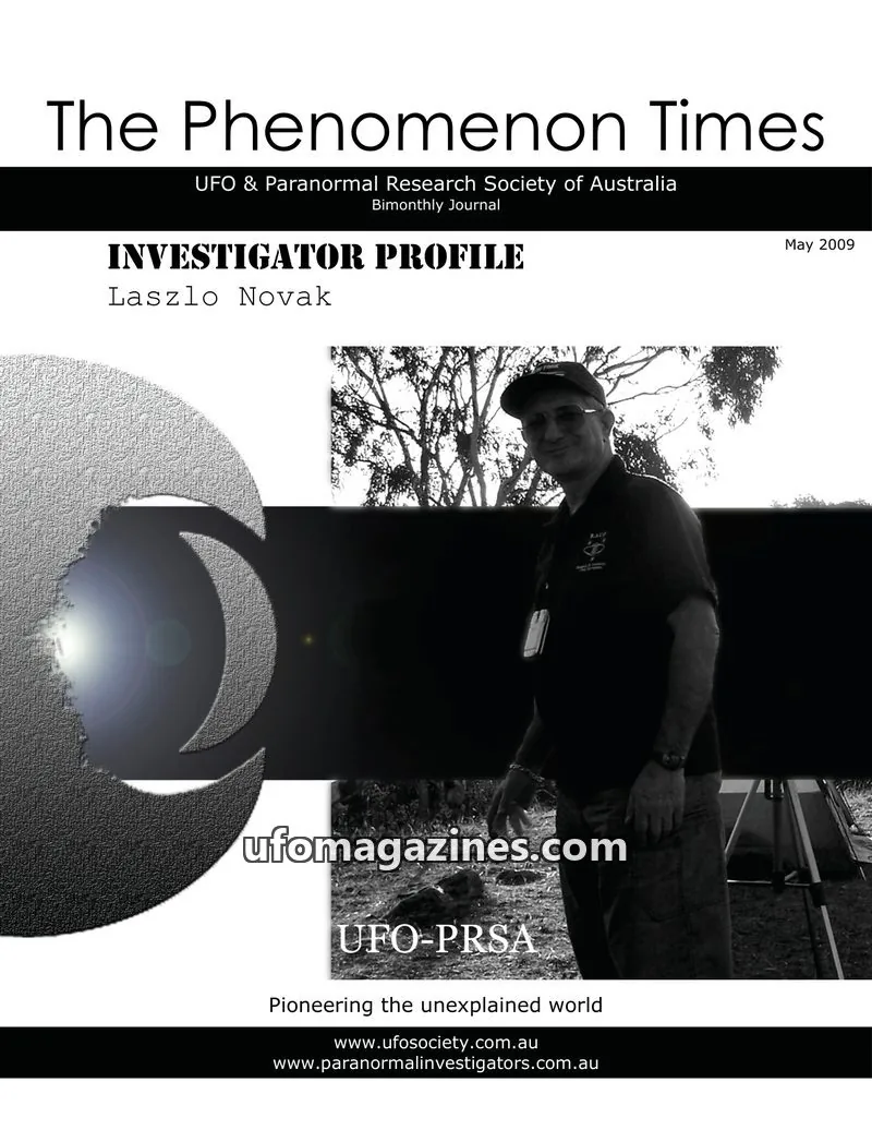 Cover of UFO & Paranormal Research Society of Australia issue May 2009: The Phenomenon Times