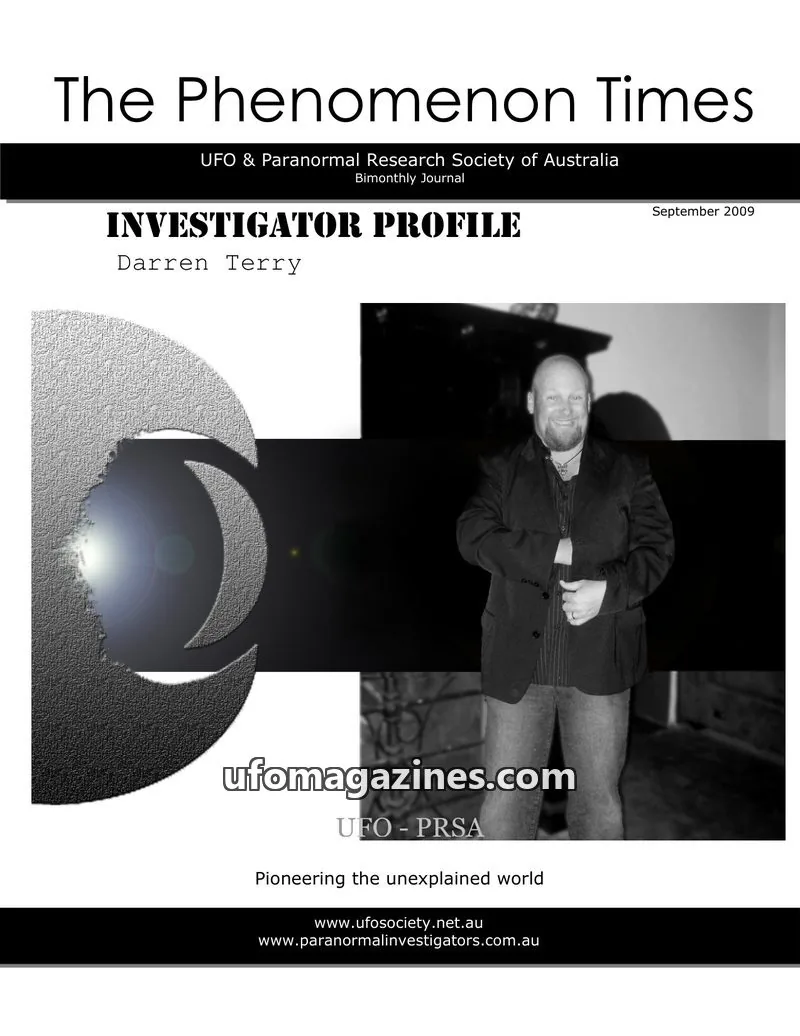 Cover of UFO & Paranormal Research Society of Australia issue September 2009: The Phenomenon Times