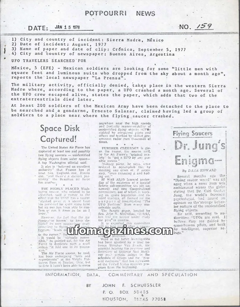 Cover of Potpourri News (John Schuessler) issue 159: POTPOURRI NEWS