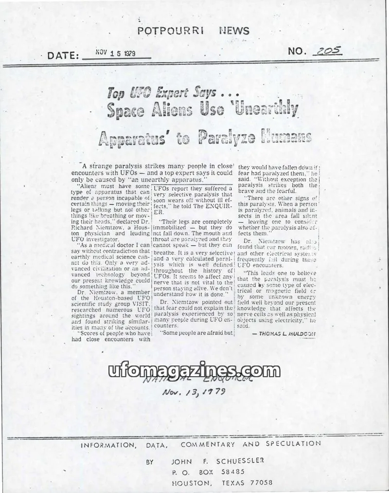 Cover of Potpourri News (John Schuessler) issue 205: POTPOURRI NEWS