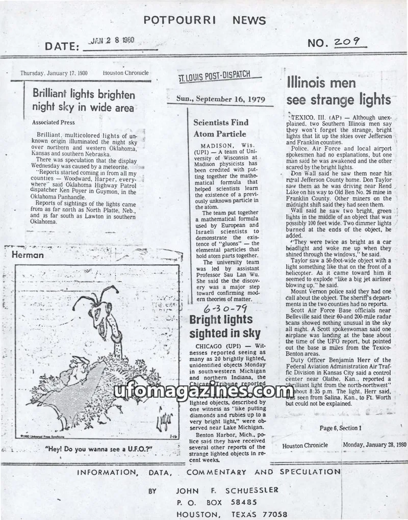 Cover of Potpourri News (John Schuessler) issue 209: POTPOURRI NEWS