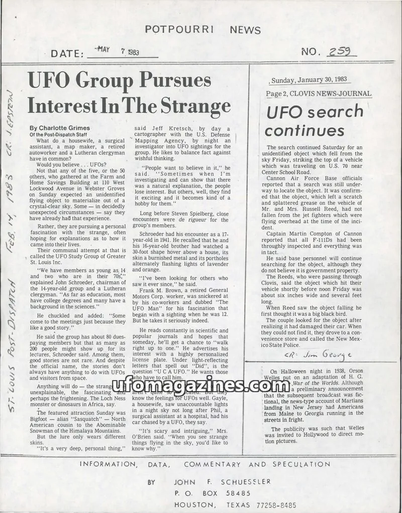 Cover of Potpourri News (John Schuessler) issue 259: POTPOURRI NEWS
