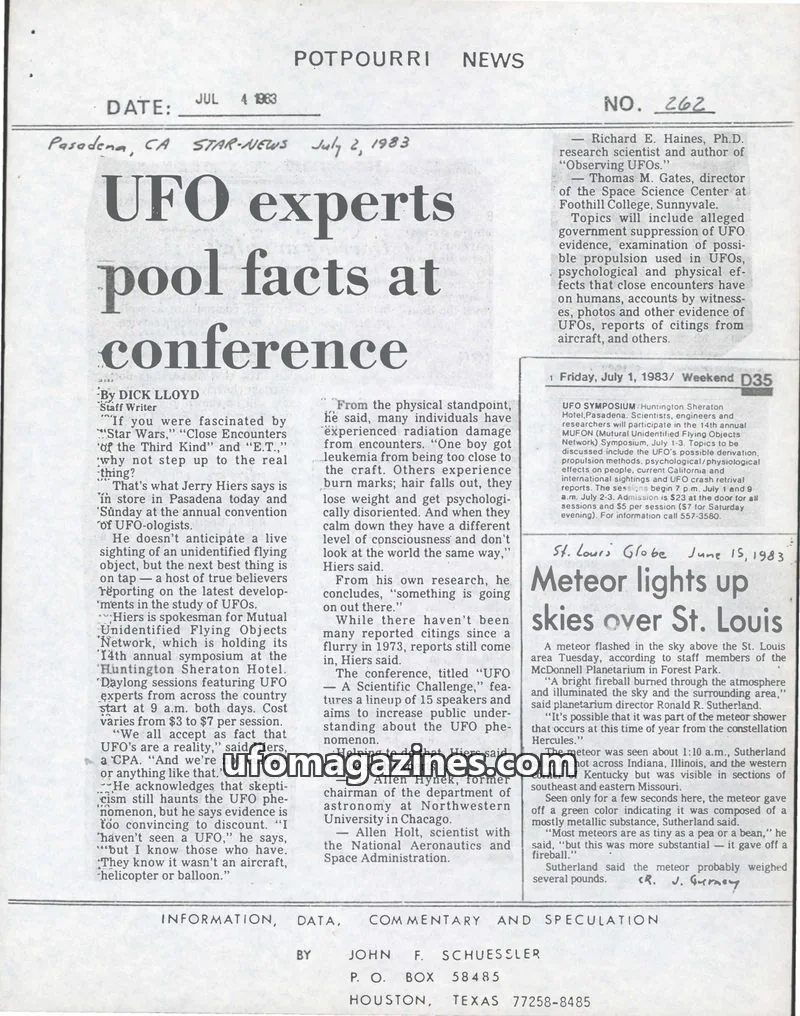 Cover of Potpourri News (John Schuessler) issue 262: POTPOURRI NEWS
