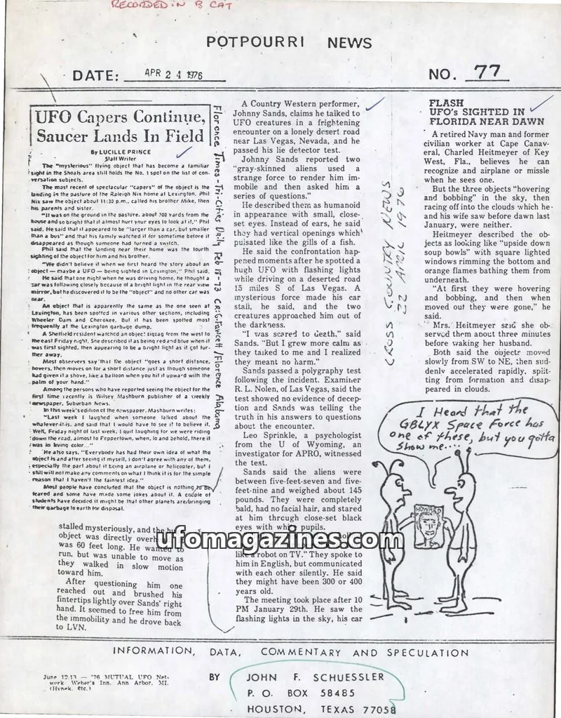 Cover of Potpourri News (John Schuessler) issue 77: POTPOURRI NEWS