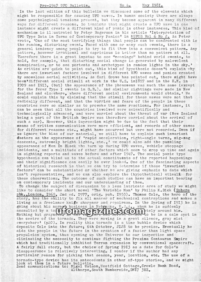 Cover of MUFOB issue 4: UFO Bulletin